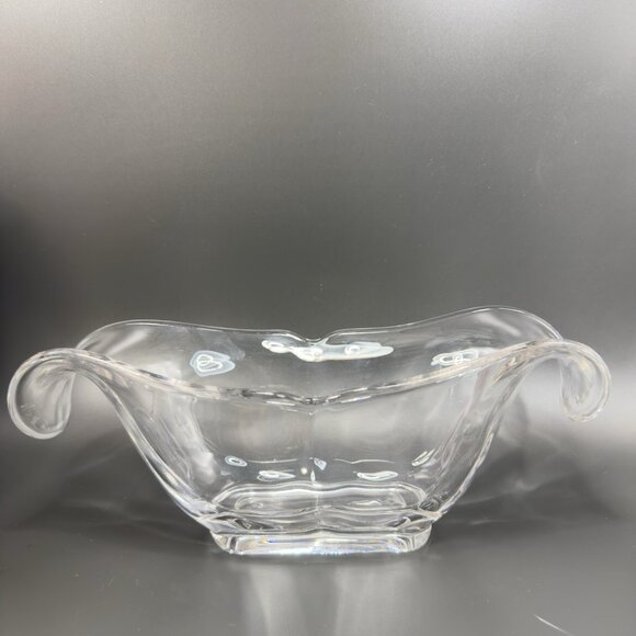 Heisey Glass Scroll Droop End Wing Oval Centerpiece Bowl Manganese 365nm UV Glow - Picture 3 of 16